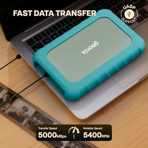 Image of Geonix PowerShell AL7 4TB External Hard Drive 3.5 Inch Desktop HDD with 12V External Power Adapter, USB 3.1 5Gbps UASP, Shockproof, Windows /macOS /Linux /Android, 3 Year Warranty (Martini Gray)