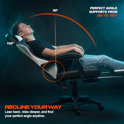 Image of DROGO Pulse Ergonomic Gaming Chair | High Back Office Computer Chair with Premium PU Leather, Adjustable Height & Linkage Armrest | Lumbar Support, 165 Recliner & Footrest | 1 Yr Warranty (White)