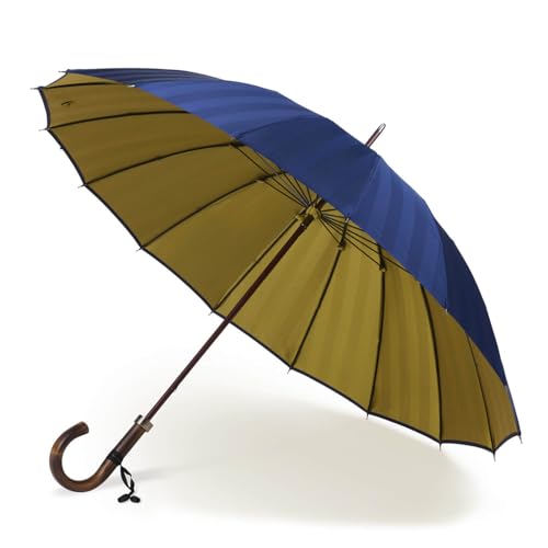 前原光栄商店 前原 傘 メンズ 長傘 シャドウ ネイビー×マスタード 紳士用傘 プレゼント ギフト