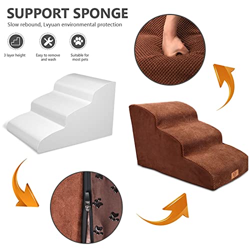 Kphico Sturdy Dog Stairs And Ramp For High Beds Or Couches,Durable High Density Foam Pet Steps 3 Tiers,Non-Slip Dog Ramp For Small Dogs And Injured Cats,Make Your Pets Get To Your Bedside Easily #TOP3