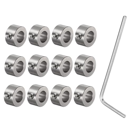QUARKZMAN 12 Stück Set-Screw-Kragen 12mm Bohrung Edelstahl Wellenkragen 22mm Außendurchmesser 12mm Breite Fahrwerksstopper Radkragen mit Innensechskantschlüssel