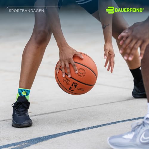 BAUERFEIND Sprunggelenkbandage „Ankle Support“ Unisex, 1 Sprunggelenk Bandage für Sport wie Fußball, Fitness und Joggen, Kein Umknicken durch Knöchelbandage, Schwarz, S