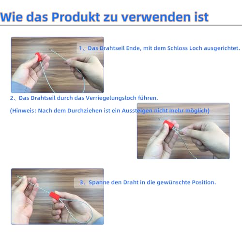 Vleant Stahlkabelplomben 30 Stück mit Selbstverriegelung nummerierten Metallsiegeln Blau