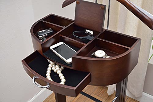 image for Proman Products Crescent Moon Valet Stand with Drawer, Top Tray, Conto