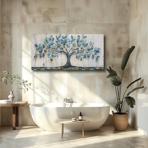 QIYILEXWART Canvas Wall Art For Living Room Wall Decor For Bedroom Office Wall Decoration Green Tree Landscape Painting Abstract Pictures Artwork Room Aesthetic Home Decor 20x40 In