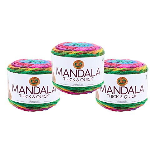 Image of Lion Brand Yarn, Mandala Thick & Quick Yarn, Swirl, Multicolor, 3 Pack | Variegated Super Bulky Acrylic Knit & Crochet Fiber, Baby Projects, Chunky Blankets, Colorful Hats, Scarves