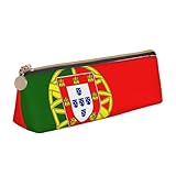 KPXXAQT Modisches Federmäppchen mit portugiesischer Flagge, großes Fassungsvermögen, Ledertasche,...