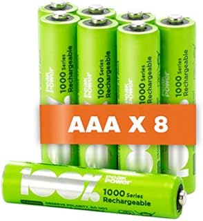 8 x AAA Rechargeable batteries 800 mAh 100% PeakPower NiMH Battery NEWLY released rechargeable batteries, committed to keeping your device on 100% of the time