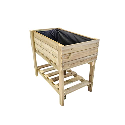 MASGAMES Table de culture Fortis L avec pieds | Bois traité Autoclave Niveau IV | Bâche géotéxtil | Set de graines Eurogarden Cover
