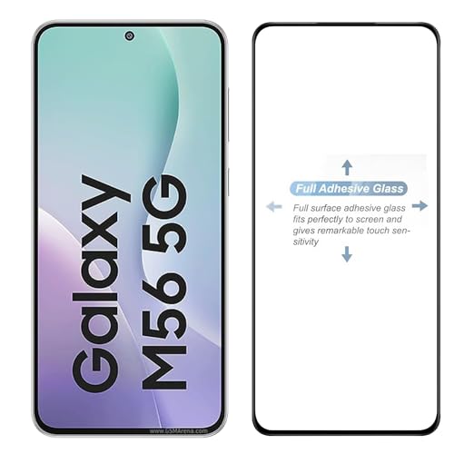 Image of Amazon Brand - Solimo Tempered Glass Screen Protector Compatible with Samsung Galaxy M56 5G Transparent Protective Film [Clear HD]