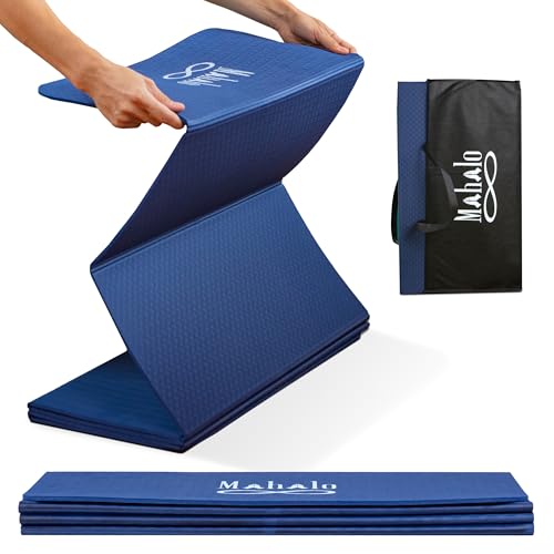 Travel Yoga Mat + Carry Bag, 6mm 7-fold Workout Mat, Easy to Store, Anti-Slip Folding Exercise Mat for Yoga, Pilates, Home Workouts, and Floor Exercises