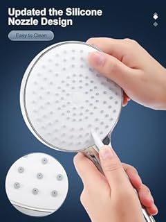 YEAUPE PRO - Soffione doccia con 3 tipi di getto, soffione doccia rotondo (diametro 120 mm), soffione doccia ad alta pressione a risparmio d'acqua (1 soffione doccia e tubo)