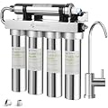 FACHIOO Under Sink Water Filter System with Brushed Nickel Faucet, NSF/ANSI 42 Certified to Remove Lead, Chlorine, Odor & Bad Taste - 0.1 Micron, Quick Change, USA Tech Support