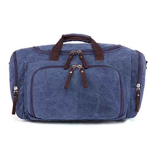 Canvas Duffle Bag for Travel Gym Sports Overnight Luggage Tote Handbag Lightweight Vacation Weekend Casual Mommy Shoulder Bag Sports Overnight Gym Luggage Wee(Dark Blue)