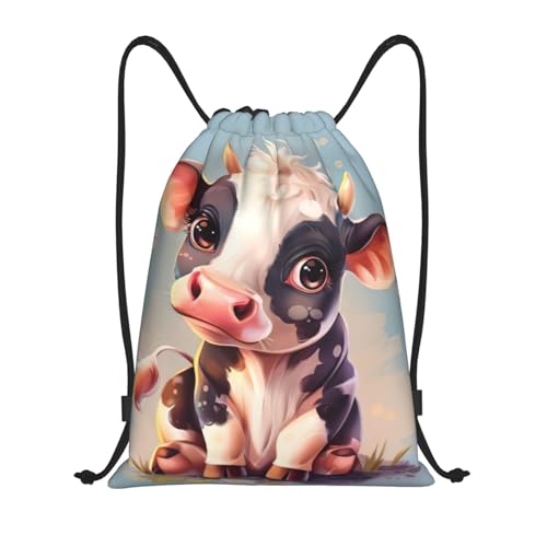 Cute Cow Print Workout Bag,Gym Drawstring Bag For Men And Women,For Sports,Travel And More