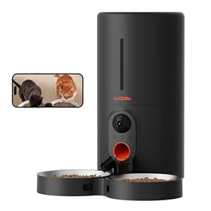 WOPET Automatic Cat Feeder with Camera for Two Cats, 1080p HD Automatic Dog Feeder, 5G WiFi Pet Feeder with Night Vision for Cat & Dog, SD Card Storage & 2-Way Audio,Black 6L