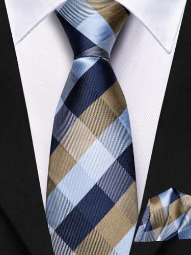 Image of Hi-Tie Boys Tie Pre-Tied Pocket Square Set Adjustable Kids Neckties Age 7-11 Years School UniForm Graduation