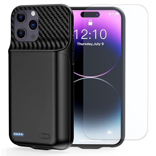 Battery Case for iPhone 14 Pro Max/13 Pro Max/12Pro Max/14 Plus (6.7 inch) [2026 Upgraded] 13800mAh Portable Extended Charging Case Charger Battery Pack with Tempered Glass Screen Protector-Black