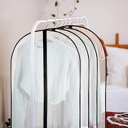 15 Pack Translucent Clothes Covers Protector Bags, Travel Garment Covers with Zip, Dust-proof Plastic Clear Suit Covers Garment Bags for Wardrobe Storage