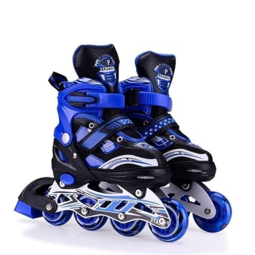 Wrideal 4 Wheels Adjustable Inline Skates Skating Shoes for Boys Kids Girls Roller Blades Age 6 to 15 Years PU Strong Aluminium with LED Flash Light