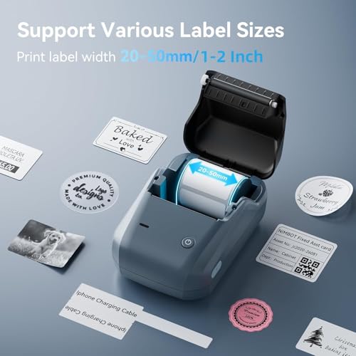 Image of NIIMBOT B1 Label Maker,2 Inch Bluetooth Thermal Label Printer,Blue | Labeling for Home Office School Small Business, Crafts, Retail,Support Smartphones & PC,Come With 1 Roll 50*30mm Tape
