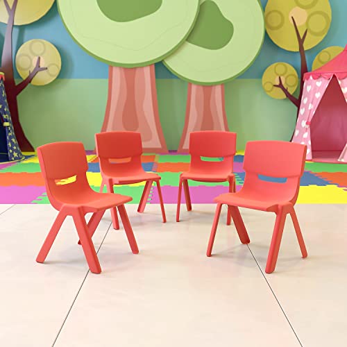 Image of Flash Furniture Whitney 4 Pack Red Plastic Stackable School Chair with 10.5'' Seat Height