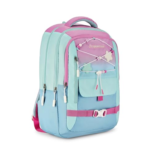 Image of uppercase Luna School Bag for Kids | Purple backpack with Well padded Shoulder Strap and Back | 500 Days Warranty