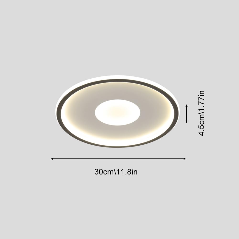 Jadssox Lámpara de techo LED redonda Lámpara de techo para dormitorio, luz interior ultrafina Lámpara de techo nórdica moderna con pantalla acrílica, sala de estar lavadero, lámparas de techo de metal