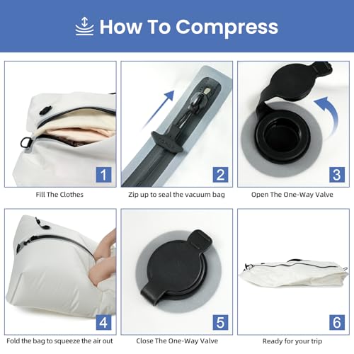 Image of BAGAIL TPU Vacuum Bag for Travel, Reusable Compression Bag with IPX8 Waterproof Zipper, Save Space for Suitcase, Backpack and Carry on (White, Large, No Pump)