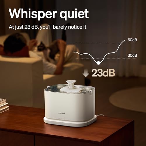 Image of PETLIBRO Upgrade Cat Water Fountain + 4 Packs Genuine Cat Fountain Filter Replacement, Dockstream 2 Smart App Monitoring 5G WiFi Auto Cat Fountain Stainless Steel Tray for Drinking, 3L /101oz