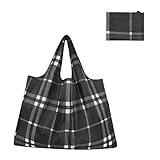 [YFFSFDC] エコバッグ 大容量 折畳み 買い物袋 折りたたみ 軽量 耐久 防水素材 洗濯可能 大容量 コンビニバッグ 繰り返し使える 旅行や買い物に便利 大袋 バックパック コンビニ レジ袋 携帯便利（黒い格子）