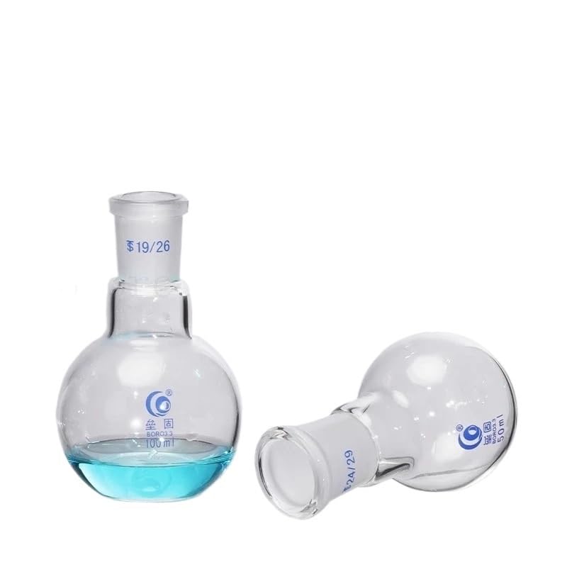 1 pallone da distillazione da laboratorio da 50 ml a 1000 ml n. 24, con collo singolo e fondo piatto.(150ml)