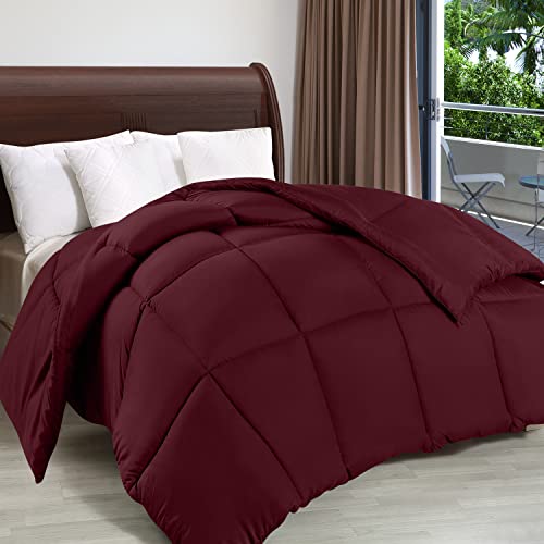Image of Utopia Bedding King Comforter Duvet Insert, Quilted Burgundy Comforter with Corner Tabs, Box Stitched Down Alternative Comforters King Size 90 x 102 inches