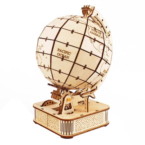 ieron 3D Puzzle Wooden Globe, Model Kits for Adult to Build Mechanical Building Construction Jigsaw Craft, Best Festival Gift Sets - Image 3