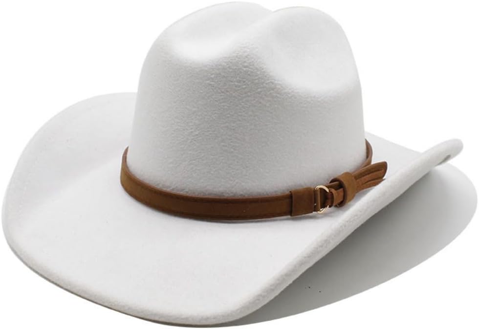 Western Cowboy Hat, Brown Felt with Leather Band, Wide Brim