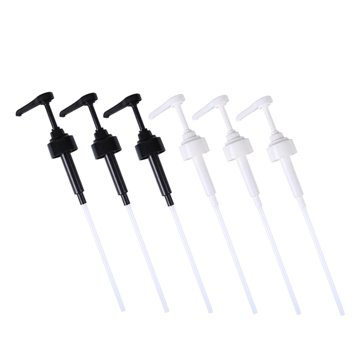 Unomor 6-pack Syrup Dispenser Pump Replacement Kitchen Sauce Bottle Pump Head Oil Dispenser Nozzle Plastic Versatile Quick Fit