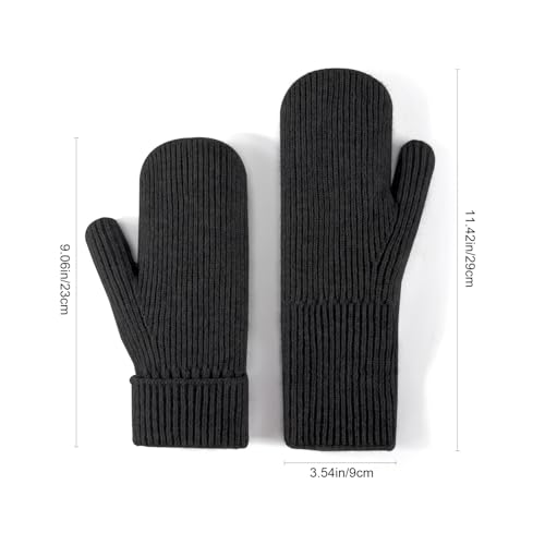 Winter Mittens for Women Men Warm Fleece Lining Stretchy Knit Thermal Snow Gloves for Cold Weather Gifts - Image 6