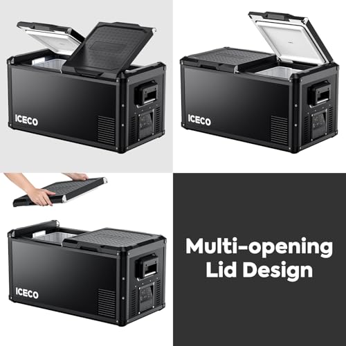 Image of ICECO VL90 ProD Portable Freezer, 95 Quarts Dual Zone 12V Refrigerator Powered by SECOP Compressor, Car Fridge 12 /24V DC, 110~240V AC, 0F-50F, Electric Cooler for Camping, Travel, RV