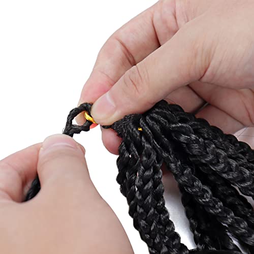 Goddess Box Braids Crochet Hair For Woman 12 Inch 7 Packs Short Pre-Looped Crochet Box Braids Curly Ends Bohemian Hippie Braids Synthetic Braiding Hair Extension (1B) #TOP7