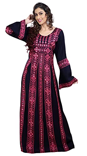 MaximCreation Farasha Maxi Jallabiya Abaya for Women Regular to Plus Size Evening Tea Party Dress (2XL) Navy Blue