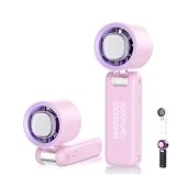Basike Ventilador de Mão Portátil Recarregavel com Display Digital(Rosa)