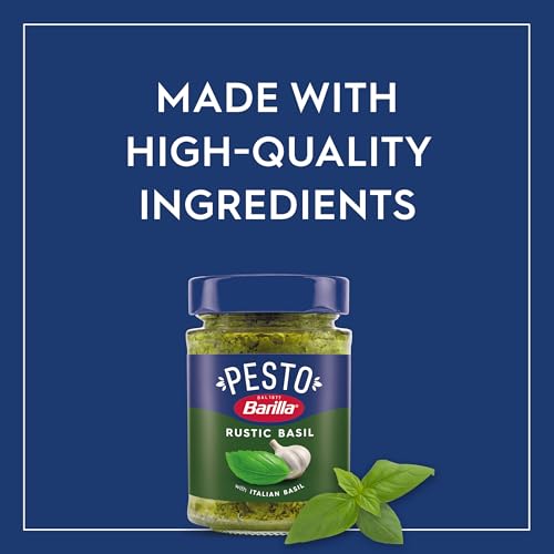 Barilla Rustic Basil Pesto Sauce Made with Italian Basil and Cheeses, 6.5 oz. Jar, Pasta Sauce and Spread