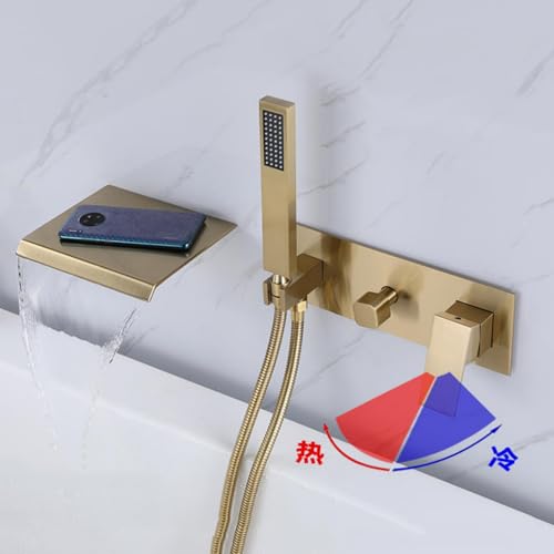 Robinet à levier unique pour douche et baignoire en finition dorée mate