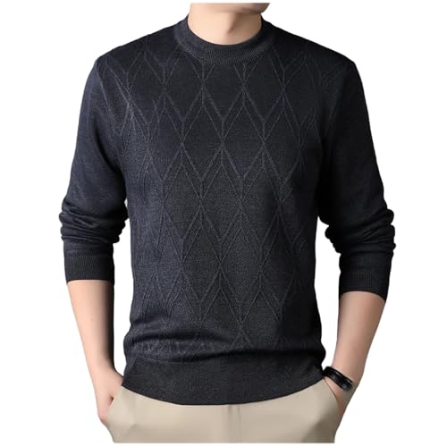 Man Knit Pullover Solid Color Comfortable and Casual Soft Thickened Added Velvet Sweater
