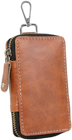 Storite PU Leather Large Key Case Pouch Wallet Keychain Key Holder with 6 Hooks Zipper Closure