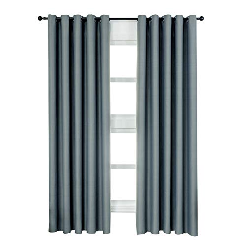 WOLTU Cortinas Dormitorio Opacas Suaves con Ojales Térmicas Aislantes Resistente a la Suciedad Rayos UV 2 Piezas Proteger Su Privacidad 135x225 cm(BxH) Color Gris Pizarra VH5878sfgr-2