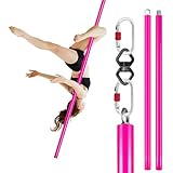 Dreamlin 2m Aerial Flying Pole Portable Suspension Fitness Tube Hanging Rotary Silicone Steel Dancing Pole Gym Equipment for Home Bar (Full Set Pink)