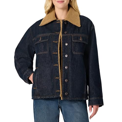 Amazon Essentials (La elección de Demi) Chaqueta Vaquera con Forro de Vellón Sintético y Corte Extragrande Mujer, Lavado Enjuagado, XXL