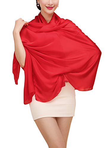 YAOMEI Mujer Bufanda Chales Estolas Sat�n, Mujer Mant�n Estolas Fulares Bufanda Pa�uelo bodas nupcial bridemaids Ropa de noche partido (Una talla: 70.9 * 35.4 pulgadas (180cm * 90cm), Rojo oscuro)