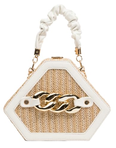 Chain Woven Crossbody Bag Versatile Box Handbag PU Top Handle Chain Strap Mini Satchel Women 2024 Trendy Shoulder